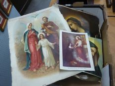 TEN RELIGIOUS PRINTS VARIOUS AND A FRAMED CERTIFICATE IN OAK FRAME (11)