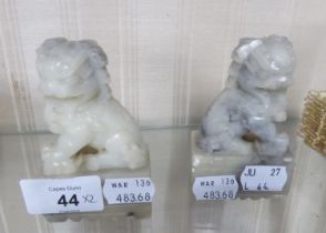 A PAIR OF CHINESE SOAPSTONE DOGS OF FO, 3 ½? (8.8cm) HIGH