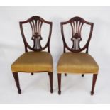 SET OF SIX EARLY TWENTIETH CENTURY HEPPLEWHITE STYLE MAHOGANY SINGLE DINING CHAIR, each with a