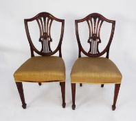 SET OF SIX EARLY TWENTIETH CENTURY HEPPLEWHITE STYLE MAHOGANY SINGLE DINING CHAIR, each with a