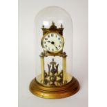 EARLY 20th CENTURY GILT BRASS ANNIVERSARY CLOCK OF TYPICAL FORM, the movement with front having