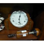 ART DECO MAHOGANY CASED MANTLE CLOCK with silvered dial and striking on five rods, and a VINTAGE