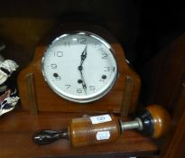 ART DECO MAHOGANY CASED MANTLE CLOCK with silvered dial and striking on five rods, and a VINTAGE