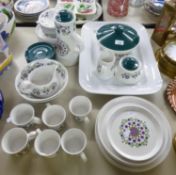 ROYAL TUDOR WARE IRONSTONE FLORAL PATTERN DINNER AND COFFEE SERVICE FOR SIX PERSONS, SIMPLE FLORAL