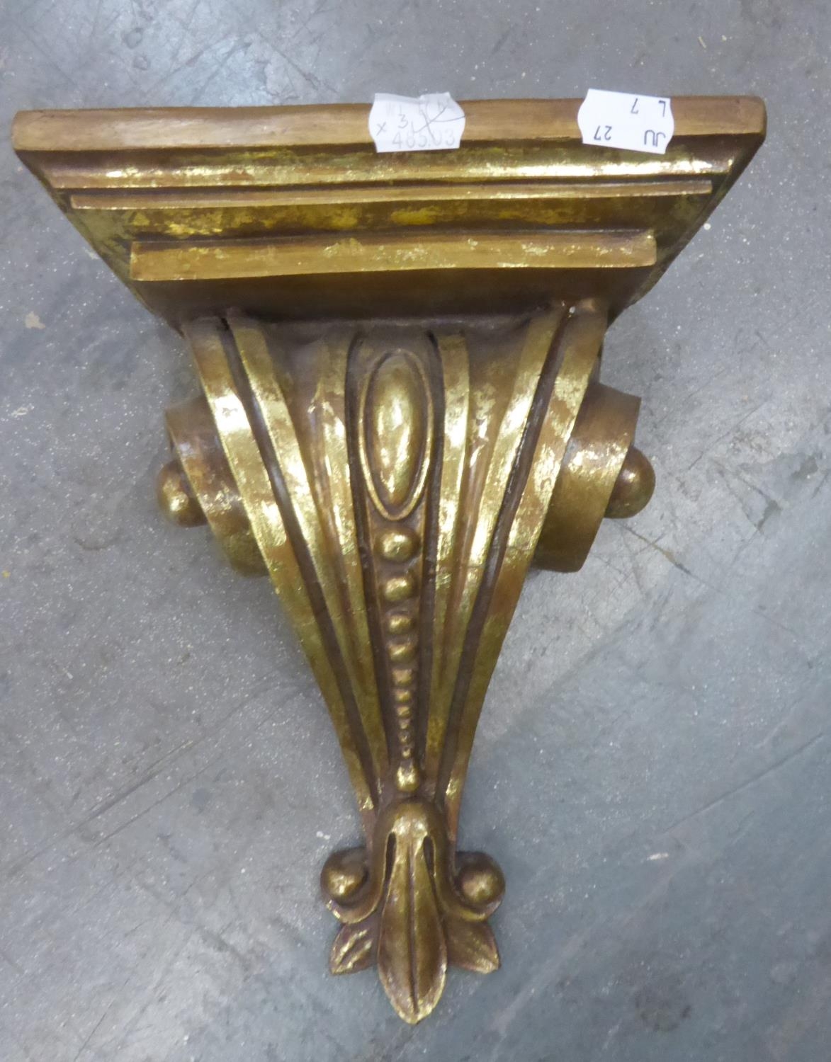 20th CENTURY CARVED WOOD WALL SHELF, OBLONG WITH 'C' SCROLL & LEAF CARVED & PIERCED FRINGE, 23 1/2in - Image 2 of 2