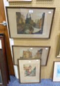 THREE ARTIST SIGNED LIMITED EDITION PRINTS, FRENCH STREET SCENES, 9? X 7? ETC.