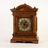 EARLY TWENTIETH CENTURY GERMAN CARVED WALNUT CASED MANTLE CLOCK BY WERNER?S, the 7? Arabic dial with