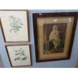 FRANK JOWETT, MEZZOTINT ENGRAVING MOTHER AND CHILD PAIR OF SPECIMEN FLOWER PRINTS AND TWO OTHER