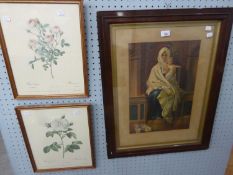 FRANK JOWETT, MEZZOTINT ENGRAVING MOTHER AND CHILD PAIR OF SPECIMEN FLOWER PRINTS AND TWO OTHER