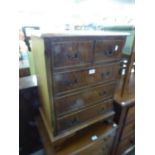 A MAHOGANY SMALL CHEST OF TWO SHORT AND THREE LONG DRAWERS, 1?10? WIDE