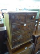 A MAHOGANY SMALL CHEST OF TWO SHORT AND THREE LONG DRAWERS, 1?10? WIDE