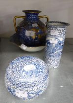 JAMES KENT, FOLEY WARE TWO HANDLE VASE AND SIMILAR BOWL, (cracked), EACH CHINOISERIE DECORATED AND