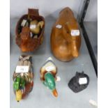 COLLECTION OF 12 MODELS OF DUCKS, MAINLY CARVED WOOD AND A RESIN MODEL OF A HARE