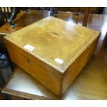 AN INLAID MAHOGANY BOX, WITH HINGED LID, 12? WIDE
