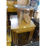 THREE TEAK OBLONG COFFEE TABLES AND AN EASTERN CARVED AND PIERCED CIRCULAR COFFEE TABLE (4)