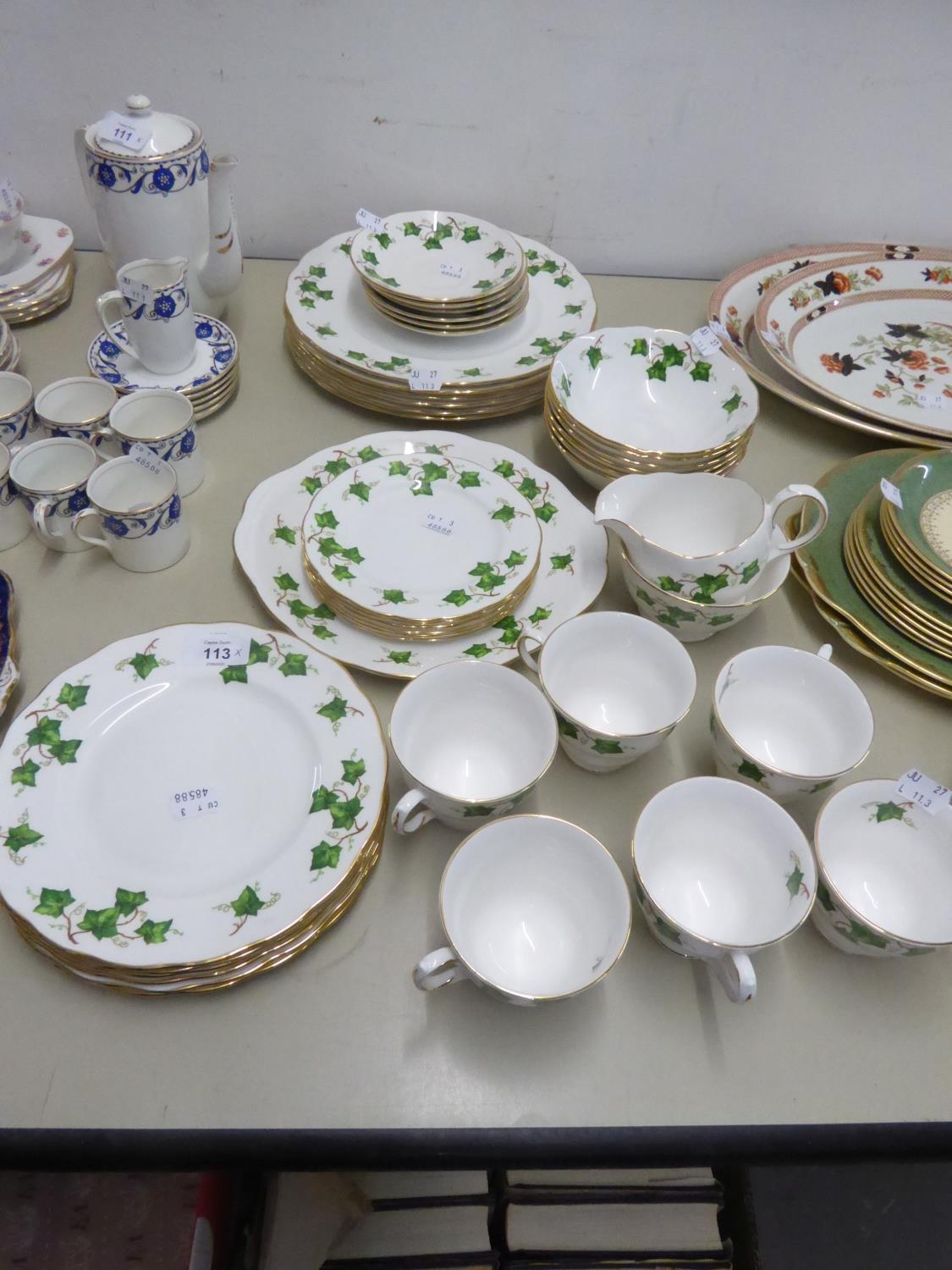 COLCLOUGH CHINA DINNER AND TEA SERVICE WITH VINE LEAF BORDERS, 39 PIECES
