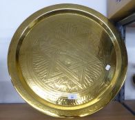 MIDDLE EASTERN BRASS TABLE TOP/TRAY, 22? (55.8cm) DIAMETER