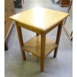 A MAHOGANY SQUARE TWO TIER LAMP TABLE