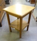 A MAHOGANY SQUARE TWO TIER LAMP TABLE