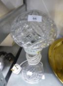 CUT GLASS TABLE LAMP AND GLOBE SHADE