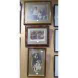 THREE FRAMED VICTORIAN FAMILY GROUP PHOTOGRAPHS AND A PAIR OF FRAMED PRINTS (5)