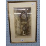 AN ORIGINAL ETCHING 'RHEIMS CATHEDRAL' SIGNED IN PENCIL