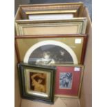 SELECTION OF SMALL EARLY TWENTIETH CENTURY AND LATER FRAMED PRINTS AND PICTURES INCLUDES; CRYSTOLEUM