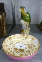 ROYAL CROWN DERBY LARGE PAPERWEIGHT - AMAZON GREEN PARROT, LIMITED EDITION No 867 OF 2500, WITH GILT