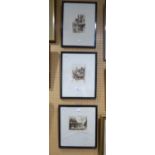 EDWARD J CHERRY THREE ARTIST SIGNED ORIGINAL ETCHINGS ?SHAKESPEARE LAND? 5 ½? X 3 ½? (A.F.)