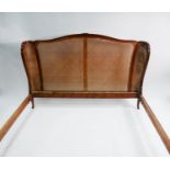 MAHOGANY FRAMED BEDSTEAD with winged double caned panelled headboard and base, 5? (152.4cm) wide