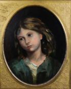 AFTER GEORGE AUGUSTUS HOLMES OVAL OIL PAINTING ON BOARD ?The Little Waif? Unsigned, attributed and