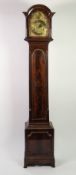 UNUSUAL GEORGIAN MAHOGANY MINIATURE LONGCASE CLOCK SIGNED JNO GORDON, LONDON, the 6 ½? brass dial