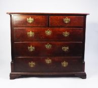 GEORGE III OAK CHEST OF DRAWERS, the moulded oblong top above two short and three long, moulded