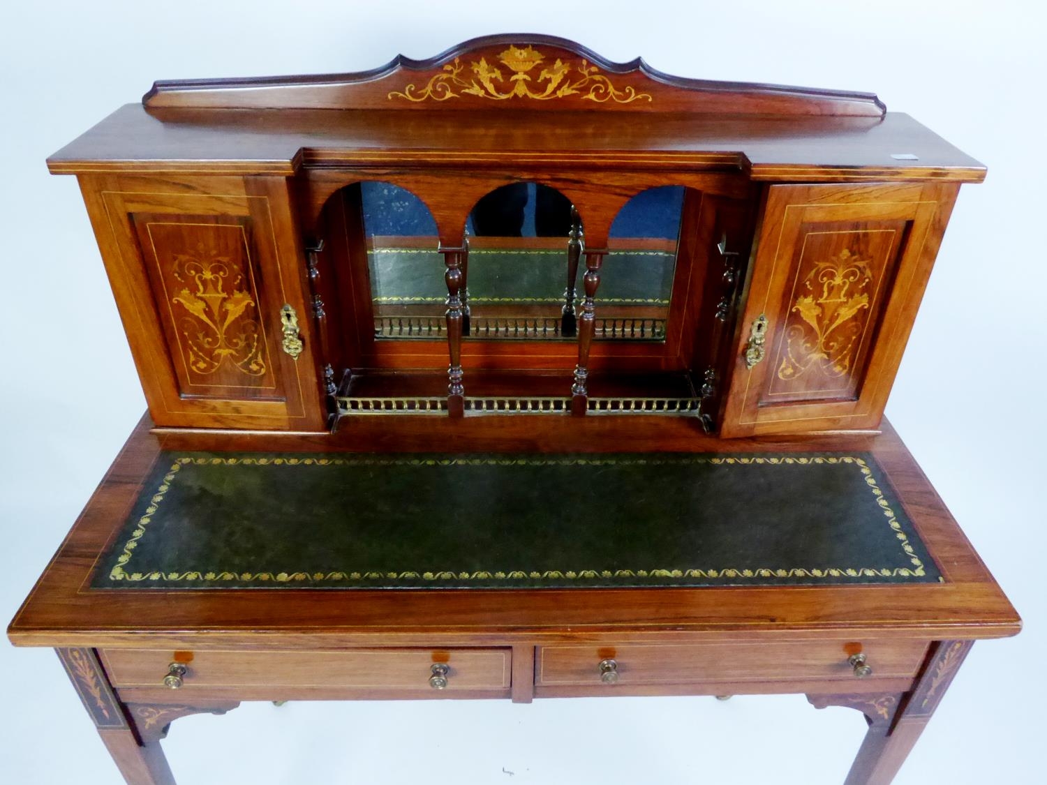 MAPLE & Co Ltd, EDWARDIAN MARQUETRY INLAID ROSEWOOD LADY?S WRITING DESK, the moulded oblong top with - Image 2 of 2