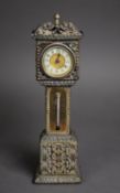 EARLY TWENTIETH CENTURY COMBINATION CLOCK AND BAROMETER IN THE FORM OF A MINIATURE LONGCASE CLOCK,