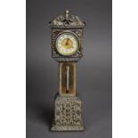 EARLY TWENTIETH CENTURY COMBINATION CLOCK AND BAROMETER IN THE FORM OF A MINIATURE LONGCASE CLOCK,