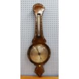 J JARVIS, WHITCHURCH, VICTORIAN ROSEWOOD AND MOTHER OF PEARL INLAID BANJO BAROMETER AND THERMOMETER