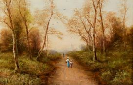NEILS HANS CHRISTIANSEN (1850-1922) PAIR OF OIL PAINTINGS ON BOARD Wooded landscape with lane and