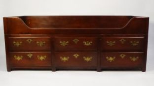 ANTIQUE OAK DAY BED, the three quarter galleried top, set above six moulded drawers, in two rows