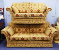 MATCHING TWO SEATER AND THREE SEATER SETTEES COVERED IN OTTOMAN SPICE, TOGETHER WITH FOUR SMALL
