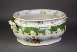 19th CENTURY JOHN & WILLIAM RIDGWAY, STAFFORDSHIRE POTTERY OVAL TWO HANDLED FOOT BATH/JARDINIÈRE,