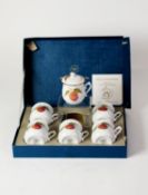 BOXED SET OF SIX ROYAL WORCESTER ?EVESHAM? PATTERN CHOCOLATE CUPS AND COVERS