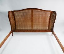 MAHOGANY FRAMED BEDSTEAD with winged double caned panelled headboard and base, 5' (152.4cm)