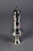 SILVER SUGAR CASTOR, pyriform with high domed pull-off lid, on step domed foot, 6 ¾? (17.1cm)