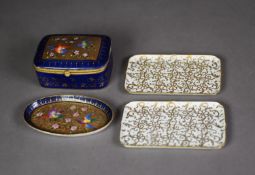 FOUR PIECES OF LE TALLEC?S, PARIS PORCELAIN, comprising: GILT METAL MOUNTED OBLONG BOX AND COVER,