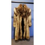 GREY FOX FUR FULL-LENGTH COAT, approximately UK size 16 (lining as found) together with a HOOD by