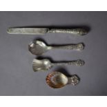 SILVER CADDY SPOON, with Sheffield silver jubilee hallmark Sheffield 1977 a silver coloured metal (