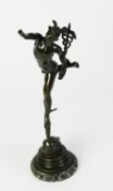 AFTER JEAN de BELOGNE, PATINATED BRONZE CLASSICAL FIGURE OF ?MERCURY THE MESSENGER?, on a moulded,