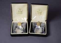 TWO ?HERITAGE COLLECTION? SILVER CADDY SPOONS, with gold plated Prince of Wales feather handles