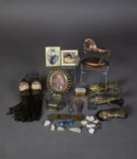 MIXED LOT OF MINOR COLLECTABLES, to include: BRONZE MODEL OF A REARING HORSE, THREE PHOTOGRAPH